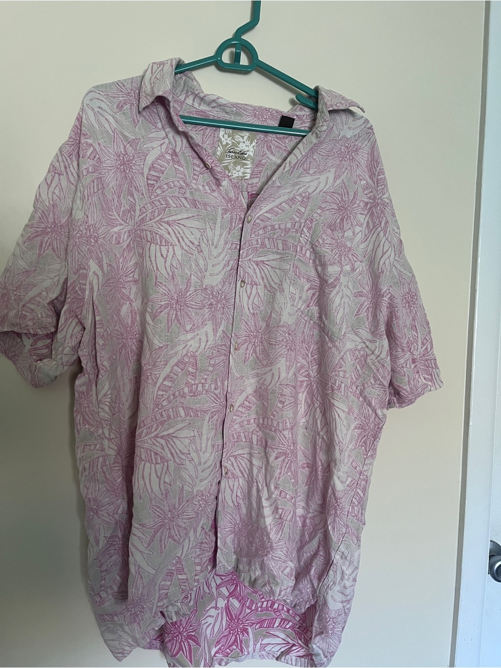 Tasso Elba Island Short Sleeve Hawaiian Mix Silk and Linen Men's Shirt XXL